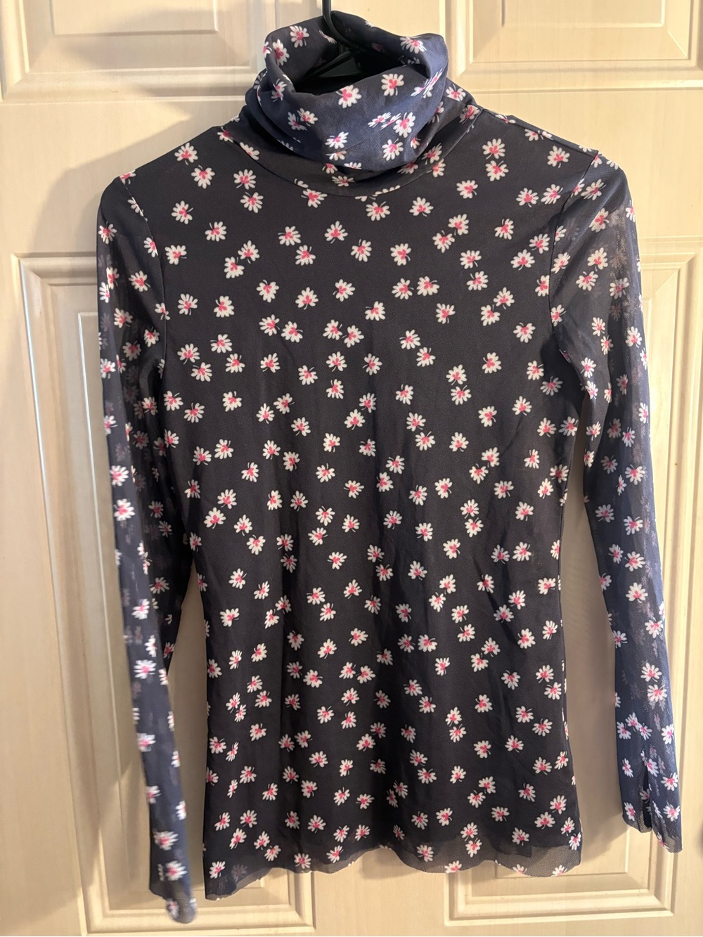 Ganni Women’s Size 38(6 US-M) Long Sleeve Mesh Blouse Floral Luxury Girly